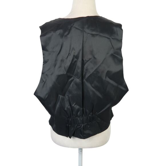 Vintage 80s Retro Design Studios Dark Green Satin Cowboy Print Vest Mens M - Picture 4 of 6